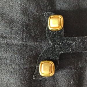 Gold Tone Rounded Square Stud Statement Earrings